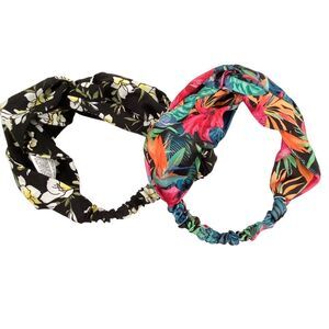 Forever 21 Floral Pink Black Silk Headband Bohemian Accessories